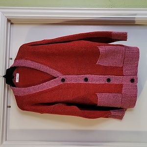 Re/pink block button up sweater Med